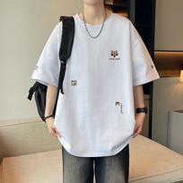 Men Multi Patch Graphic Print Oversized T Shirt Casual Loose Fit Summer Top M balta