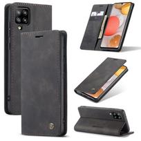 Dėklas Samsung Galaxy A42 5G, CaseMe-013, Daugiafunkcinis, Retro, Matinis, Horizontalus atverčiamas, Odinis, Su kortelių laikikliu, Laikikliu ir Pinigine(Kava) For Samsung Galaxy A42 5G juoda