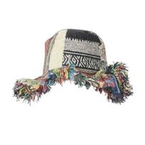 Bucket Hat Frayed Patchwork Bucket Hat with Shapeable Metal Brim Patchwork Design Sun Protection Hat Outdoor Headwear