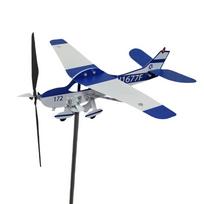 3D Metal Pipe Windmill Wind Direction Compass Weather Vane Garden Decoration Airplane Weathervane Decorative Wind Direction mėlyna