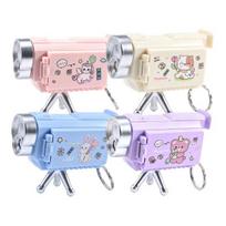 Mini Projector Keychain for Kids Cute Camera Toy with 16 Patterns Foldable Stand & Mirror Creative Small Gift for Students