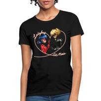 Miraculous Ladybug And Cat Noir Heart Women's T-Shirt M