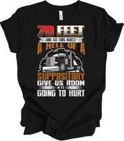 Truck Driver Shirt Funny Trucker Dad Gift 70 Feet Suppository Semi Truck Tee XXXXL