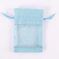 1/10PCS Cotton Linen Gift Drawstring Bags Reusable Burlap Gift Bags Jewelry Packing  For Gift Giving ežero mėlyna spalva