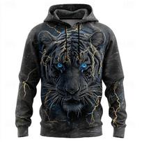 Men's Animal Tigers 3D Prints Hooded Hoodies Sweatshirts Long Sleeve Crew Neck Streetwear Drawstring Tops S