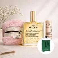 Nuxe Huile Prodigieuse Multi-Oil 50ml + Stick Levres Lip Balm 4g + Clamp Pink Pouch (Floral/Dry) Floral 50ml + Lip Balm