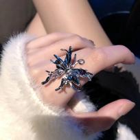 Color Liquid Metal Big Butterfly Open Ring for Women, Niche Exaggerated Fashion Decorative Ring, Personality Cool Index Finger Jewelry