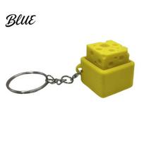 Stress Reducing Accessory 3D Printed Cheese Fidget Clicker Mini Square Finger Relief Keychain Push Keychain Gift for Students Office Workers
