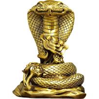 Aris & Juno Brass Cobra Feng Shui Statue – Chinese Wealth & Protection Figurine for Entryway, Home Office Desk or Shelf Decor, Gift for Boss, Medium