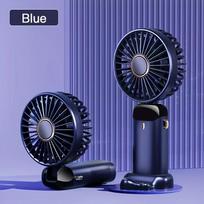 Portable Mini Fan With 6 Speeds LED USB Rechargeable Charging Small Foldable Battery Fans Handheld Desk Bedroom Indoor Outdoor mėlyna