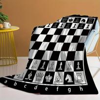 1pc Chess Board Print Flannel Blanket – Soft, Warm, and Versatile Throw for Home, Office, Camping & Travel – Perfect All-Season Size: 75*100cm, Weight: 230 GSM