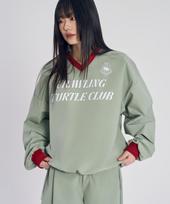 Slow Record House Giggicle Nylon V-Neck Sweatshirt_Green Green/Os