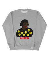 Graver [Unisex] Austin Smile Red Font Sweatshirt_Gray Grey/S