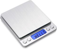 High Precision I2000  Kitchen Scale, 3kg/0.1g, 500g/0.01g, tally function (silver,0.01 g&3 kg&159*130*31) sidabras