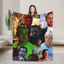 Cozy Blanket Plane Travel Ryan Gosling Collage Bedding Throws Aesthetic Bedspread For Home Decor Size: 75*100cm, Weight: 230 GSM
