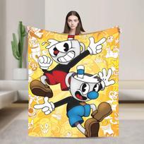 CUPHEAD Devil Blankets Coral Fleece Plush Winter Mugman Breathable Lightweight Thin Throw Blankets for Home Car Plush Thin Quilt Size: 75*100cm, Weight: 230 GSM