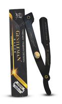 Fortive Mystic Black Stainless Steel Barber Razor - Premium Single Blade Ustra for Men's Face Shaving - Professional Straight Razor Free Blade Insi