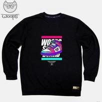 Doldol Woops-Mtm-90 Skateboard Cat Oops Character Long Sleeve Sweatshirt Black/Xl