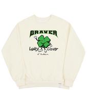 Graver [Unisex] Lucky Clover Center Sweatshirt_Cream Cream_Black Logo/S