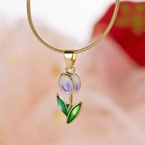 Vintage Elegant Enamel Tulip Flower Pendant Necklace For Women Fashion Young Personality Accessories Clavicle Chain Choker