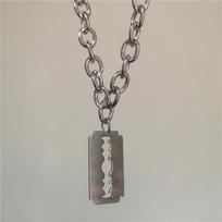Punk Rock Razor Blade Knife Shaver Shape Pendant Chain Necklace For Women Men Grunge Hip Hop Neck Jewelry Accessories Gift