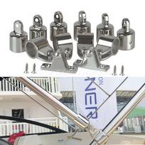 12PCS Boat Accessories Universal 3-Bow Bimini Top 316 Stainless Steel Marine Hardware Set Deck Hinge Jaw Slide Eye End Fitting 22mm