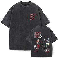 Washed Vintage Game Devil May Cry Dante Graphic T Shirt Men Women Gothic Punk Oversized T-shirt Men's Retro Cotton T-shirts Tops S įvairiaspalvis