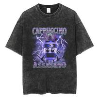 Washed Vintage T-shirt Italian Brainrot Cappuccino Assasino Funny Meme T Shirts Men Women Fashion Oversized Streetwear Tshirt S įvairiaspalvis
