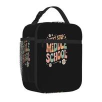 Bestselling Next Stop Middle School Student Groovy Design Everyday Use Shoulder Lunch Bag Car Driving Lunch Commuter Lunch Bag One Size