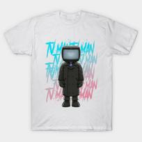 Asian Size Men Black Print T-shirt Skibidi Toilet Fan Art No-Cut Print Cotton Tshirt S balta