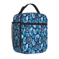 Bestselling Nautilus Fossils In Sapphire Blue Workwear Nylon Lunch Bag Homeschool Dining Insulated Lunch Bag One Size