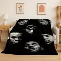 Rapper Eminem Tupac 13pac Hip Hop Rap God Flannel Blanket Soft Warm Throw Blanket for Bedroom Living Room Bed Travel Picnic Size: 75*100cm, Weight: 230 GSM