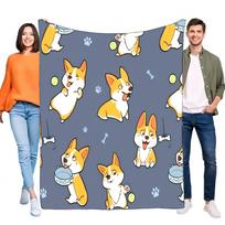 Cute Corgi Blanket Cozy Soft Throw for Pets and Home Decor, Perfect for Sofa and Bed, Lightweight Gift for Dog Lovers, Adorable Size: 75*100cm, Weight: 230 GSM
