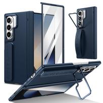 Shockproof 360 Full Cover with Screen Protector Camera Bracket Wristband Holder Phone Case for Samsung Galaxy Z Fold 3 4 5 6 7 PVC box&For Galaxy Z Fold4 mėlyna