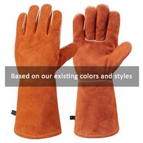Flame Resistant Gloves for Barbecue Grill Oven Fireplace Camping Welding CE Certified Heat Proof Cowhide Leather Gloves (as the picture,ONE SIZE FITS ALL&WELDING GLOVES)