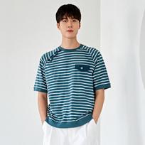 Custom Us Striped Asymmetrical Contrast Raglan T-Shirt Cxs23Mkrt576 Mint/L