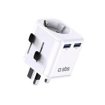 Adapter sieciowy podróżny uk us aus asia eu usb-a - biały