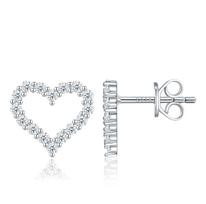 Romantic Hollow Heart Halo S925 Silver VVS Round Moissanite Beaded Border Ear Back GRA Certified Sweet Daily Gift Stud Earrings sidabras