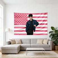 1pc Noah Schnapp Pink Flag Tapestry, 2D Printing Wall Hanging, Indoor Home Party Backdrop 100X70CM