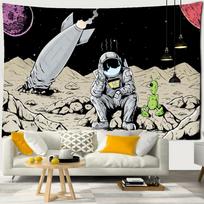 Cartoon Astronaut And Alien Tapestry Wall Hanging Kawaii Universe Mystic Witchcraft Children's Room Home Decor Background Cloth 100X70CM