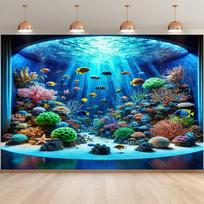 Ryškus povandeninis pasaulis gobelenas su koraliniu rifu ir žuvimis Reikalingas Puikiai tinka vidaus ir lauko šventinėms dekoracijoms 100X150CM blue