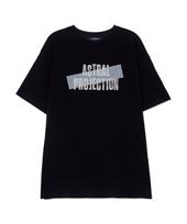 Astral Projection Vintage Lettering Tape Supima Cotton Round Neck Short Sleeve T-Shirt_Black M