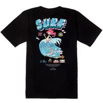 Doldol Shark Dog-Tshirts-215 Shark Dog Denny Shark Surfing Hawaii Character Graphic T-Shirt Short Sleeve T-Shirt White/M