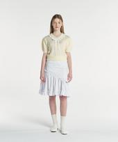 Margarine Fingers V Neck Frill Crop Knit (Cream)