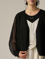 Joseon Jacket-Style Knit Cardigan With A Stingray-Shaped Sculpted Texture Black/Free