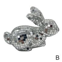 Disco Rabbit Reflective Mirror Ball Statue For Easter Parties, Disco Mirror Finish Figurine Bunny Desktop Ornament Home Dec S8I1