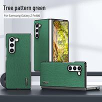 Leather Texture Protective Cover for Samsung ZFold6/ZFold5/4/3 & ZFlip5 Z Fold3 pušies žalios spalvos