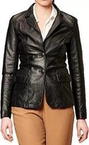 Real Genuine Lambskin Leather Classic Button Party Black Stylish Women Blazer XS juoda