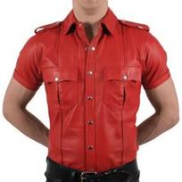 Handmade Classic Shirt Formal Genuine Lambskin Stylish Leather Red Men Casual XS raudona