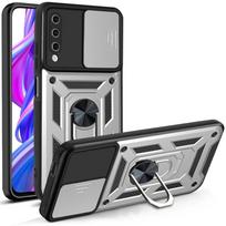 „Huawei Y6S Y8S Y9S Y6 Y9 Prime 2019“ dėklas, atsparus smūgiams šarvų žiedo stovo galinis dangtelis, skirtas „Honor X8 X9 X30 X30i P Smart Z 2021“ For P Smart 2021 sidabras